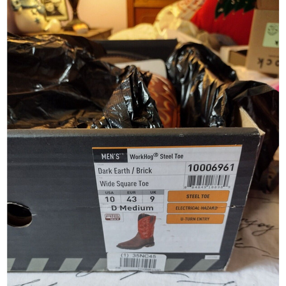 Men's WorkHog Square Toe Steel Toe Work Boot by Ariat 10D New in Box Pull On - Picture 6 of 8